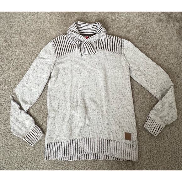 GUESS Other - GUESS Los Angeles Mens Medium Shawl Collar Half Zip Sweater Cotton Knit Brown